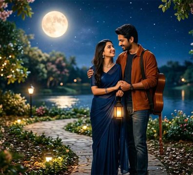 আমি স্বপ্নে তোমায় দেখেছি গানের রোমান্টিক আবহ প্রকাশকারী একটি শৈল্পিক ছবি।