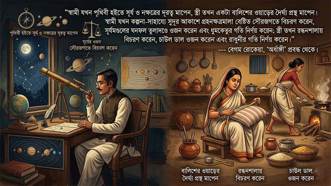 বেগম রোকেয়ার অর্ধাঙ্গী প্রবন্ধের প্রতীকী চিত্র