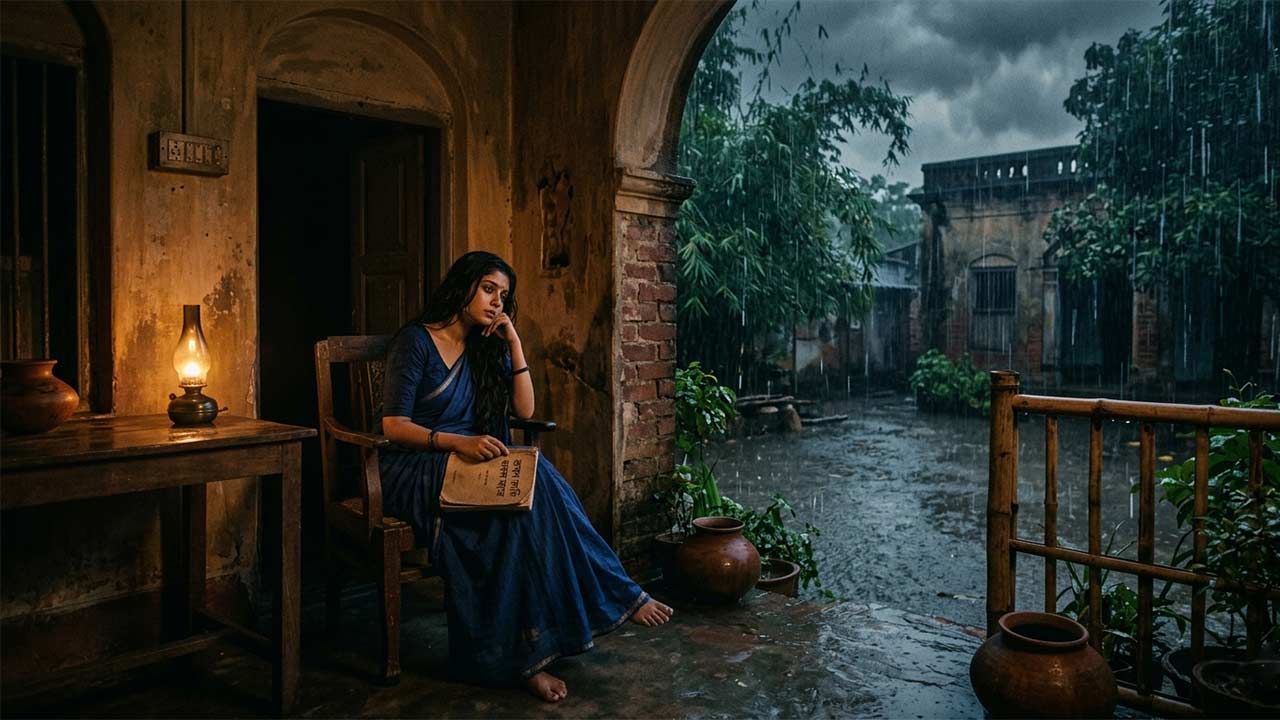 'শ্রাবণ রাতি বাদল নামে' গানের বিরহী আবহ এবং বর্ষণসিক্ত প্রকৃতির চিত্রকল্প।