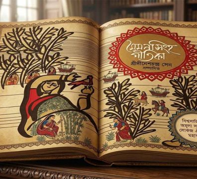 মৈমনসিংহ গীতিকার প্রচ্ছদ এবং বাংলার লোকজ ঐতিহ্যের নান্দনিক চিত্রায়ন।