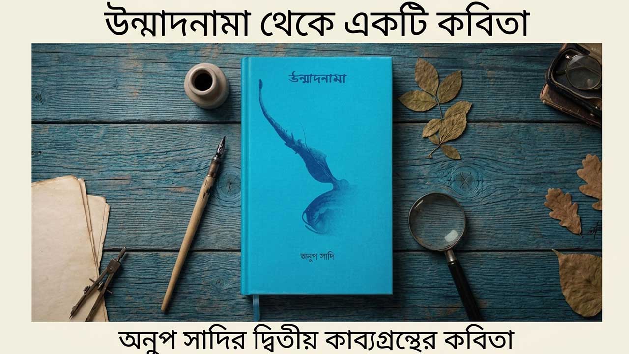 অনুপ সাদির উন্মাদনামা কাব্যগ্রন্থের কবিতা পোস্টের জন্য তৈরি ফিচারড ইমেজ